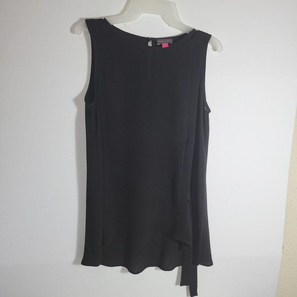 VINCE CAMUTO  black sleeveless chiffon top with a keyhole back and side ties XS